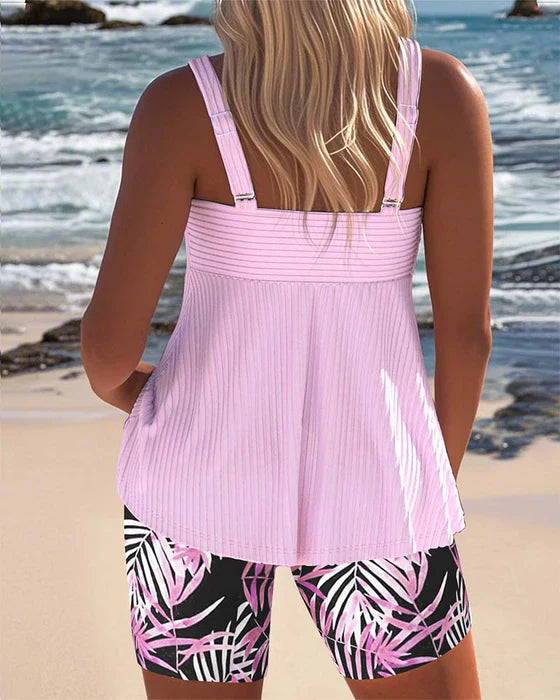 Daphne™ | Pantalones Cortos Tankini a Rayas Brillantes