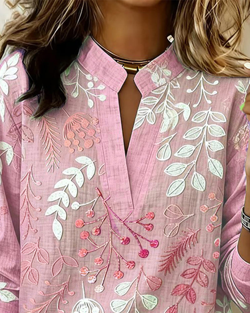 Evelina - Blusa Floral con Cuello Alto