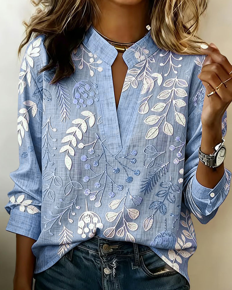 Evelina - Blusa Floral con Cuello Alto