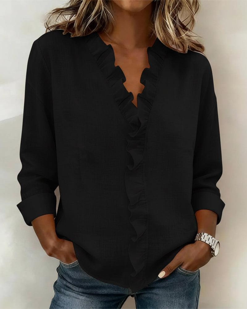 Beatrice - Blusa Fruncida con Escote en V