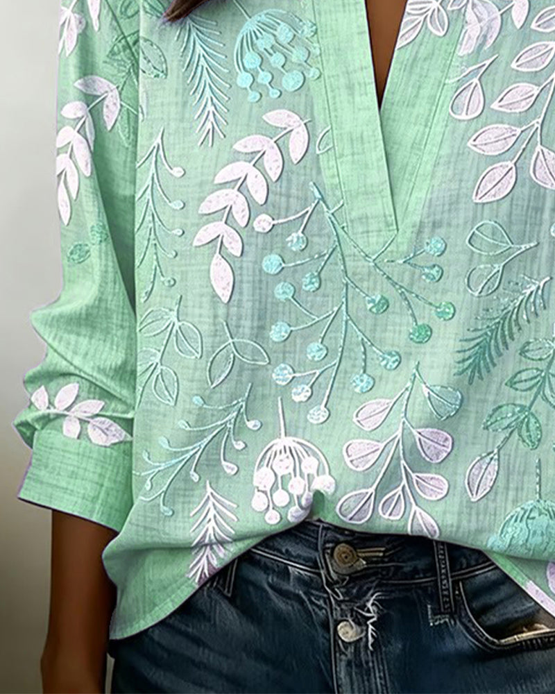 Evelina - Blusa Floral con Cuello Alto