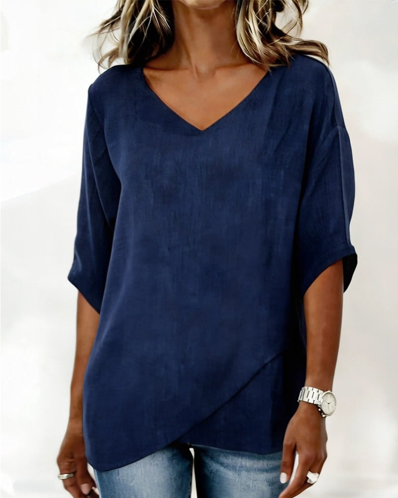 Alessandra - Blusa con Bajo Asimétrico y Escote en V
