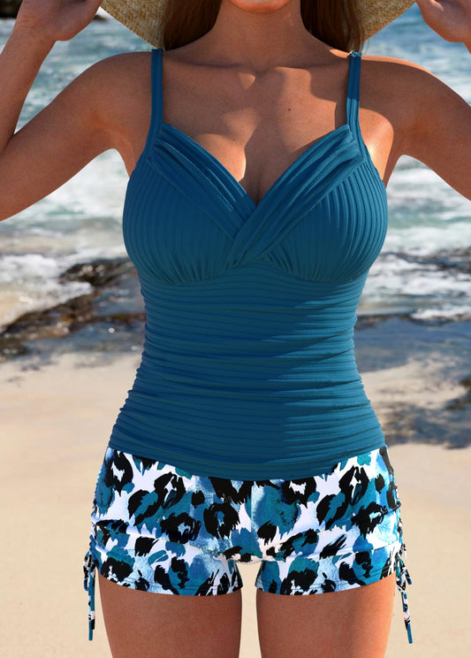 Gabby™ | Tankini de Canalé con Pantalones Cortos Estampados