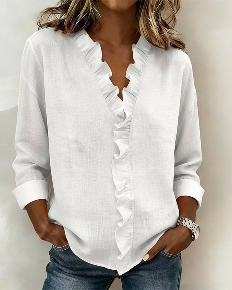 Matilde - Blusa Fruncida con Escote en V