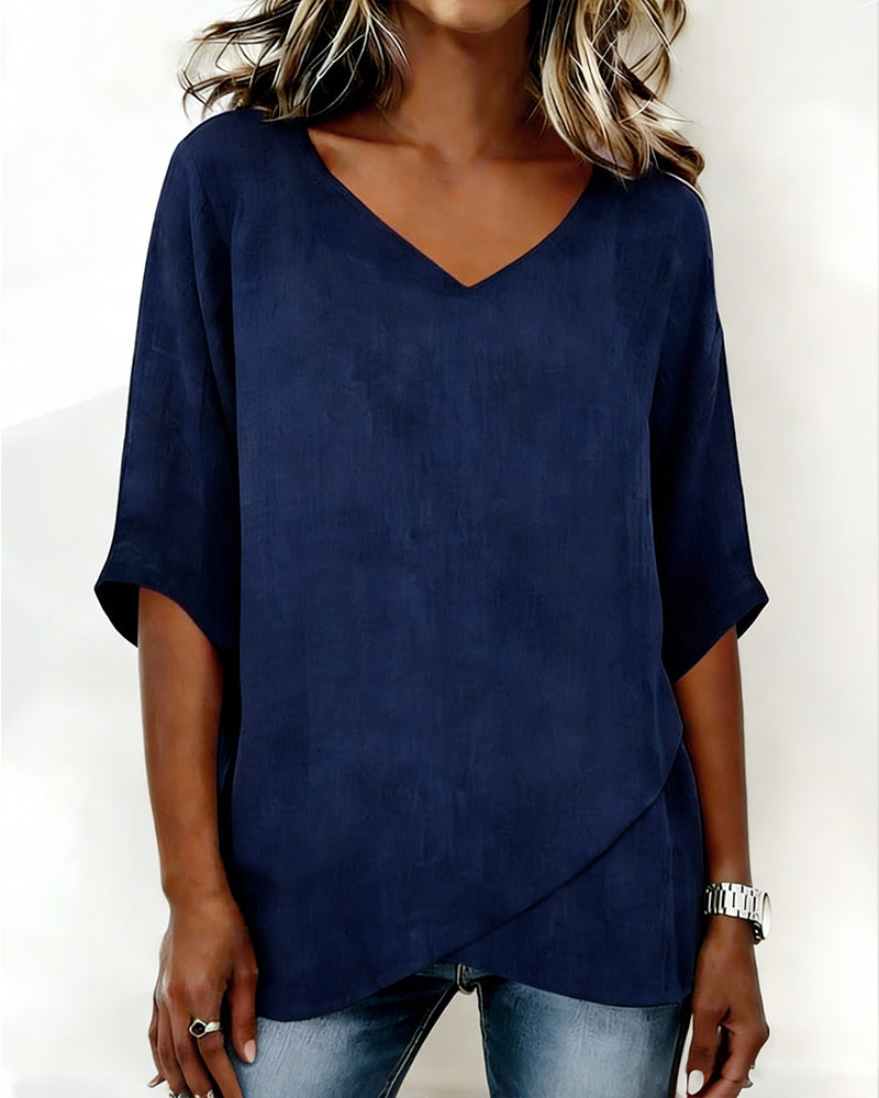 Alessandra - Blusa con Bajo Asimétrico y Escote en V