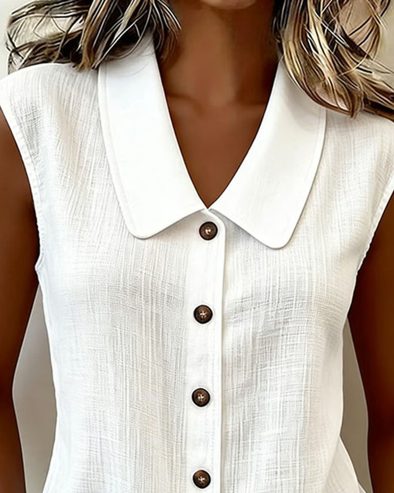 Cecilia - Blusa sin Mangas de Mezcla Lino y Algodón