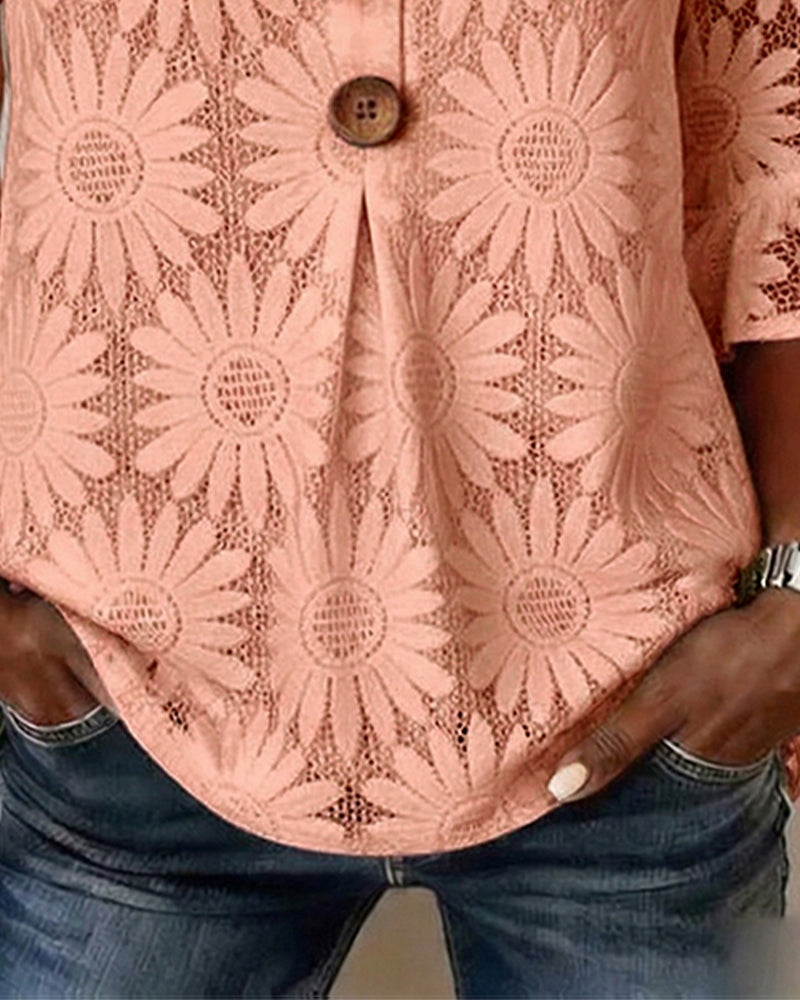 Lucia - Blusa con Estampado de Margaritas y Volantes