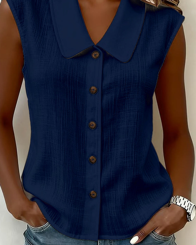 Cecilia - Blusa sin Mangas de Mezcla Lino y Algodón