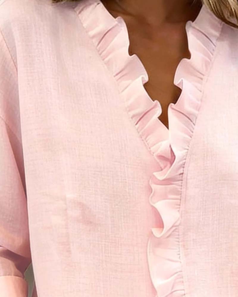 Beatrice - Blusa Fruncida con Escote en V