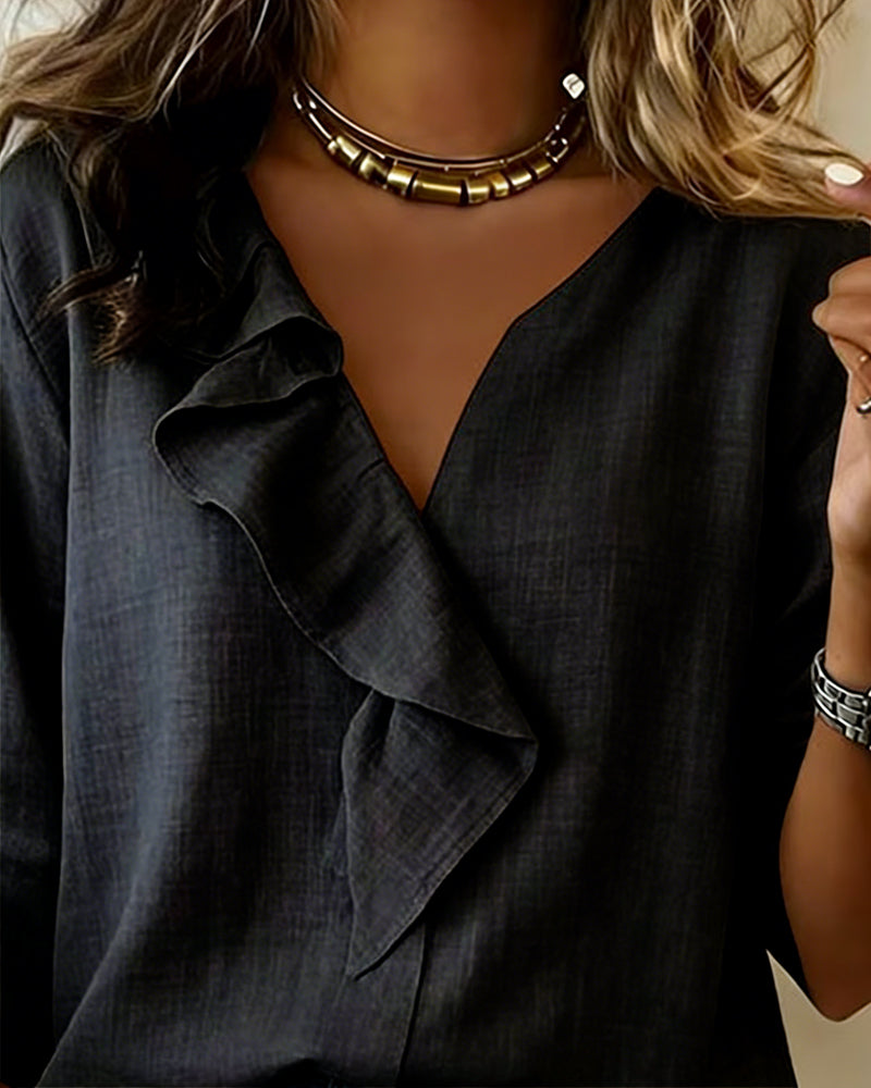 Carla - Blusa con Volantes y Mangas Largas