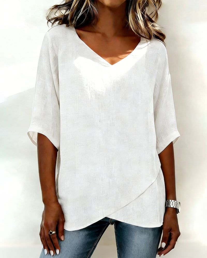 Alessandra - Blusa con Bajo Asimétrico y Escote en V