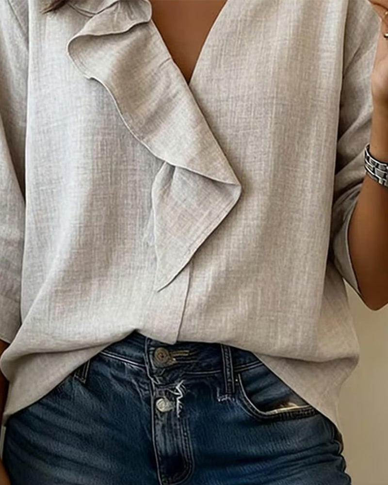 Carla - Blusa con Volantes y Mangas Largas