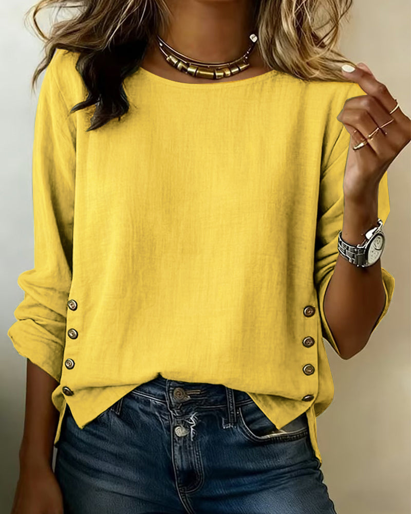 Cara - Top Casual con Botón Decorativo