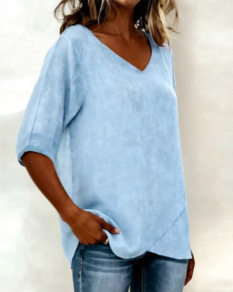 Alessandra - Blusa con Bajo Asimétrico y Escote en V