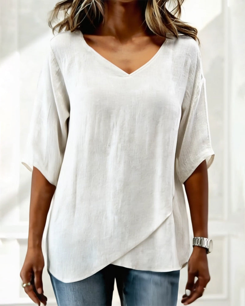 Alessandra - Blusa con Bajo Asimétrico y Escote en V