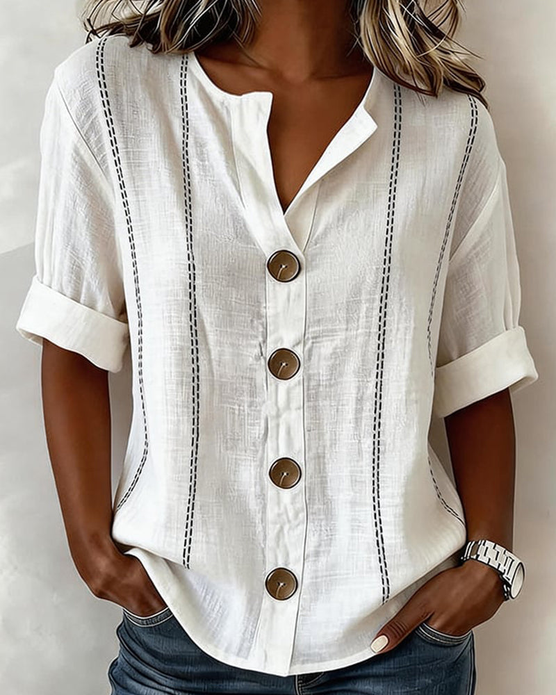 Celestina - Blusa con Mangas Cortas y Botones