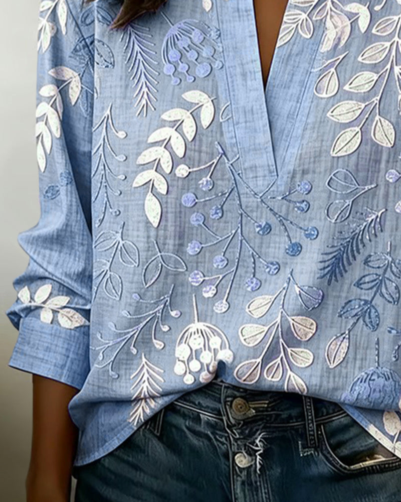Evelina - Blusa Floral con Cuello Alto