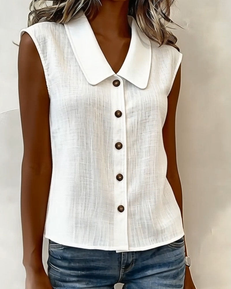 Cecilia - Blusa sin Mangas de Mezcla Lino y Algodón