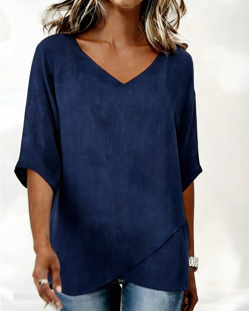 Alessandra - Blusa con Bajo Asimétrico y Escote en V