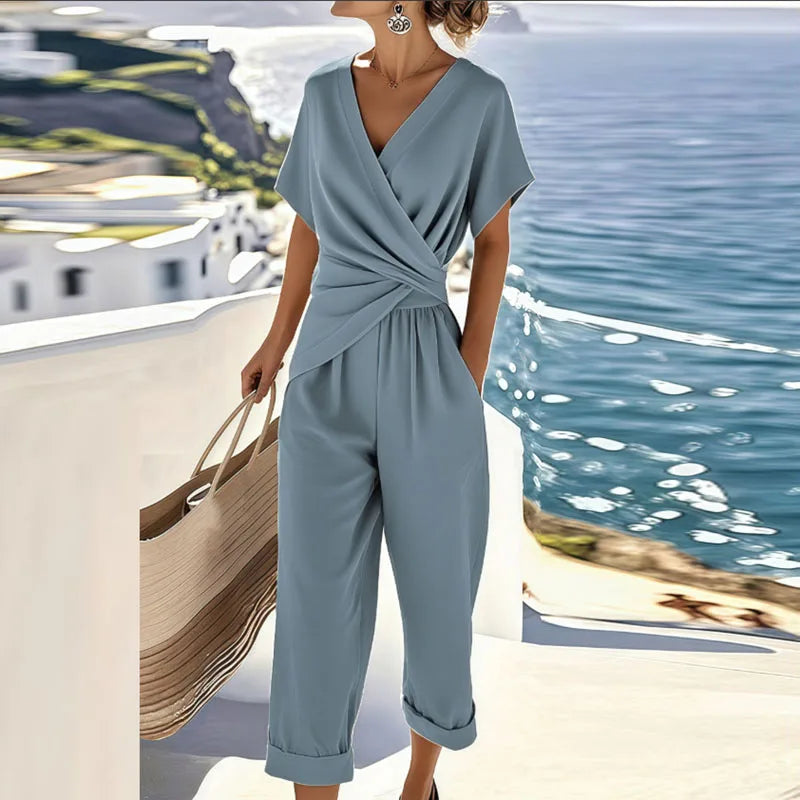 Colleen - Set Elegante de Dos Piezas | Top Cruzado y Pantalones Cortos