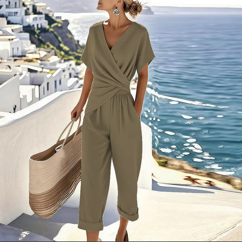 Colleen - Set Elegante de Dos Piezas | Top Cruzado y Pantalones Cortos