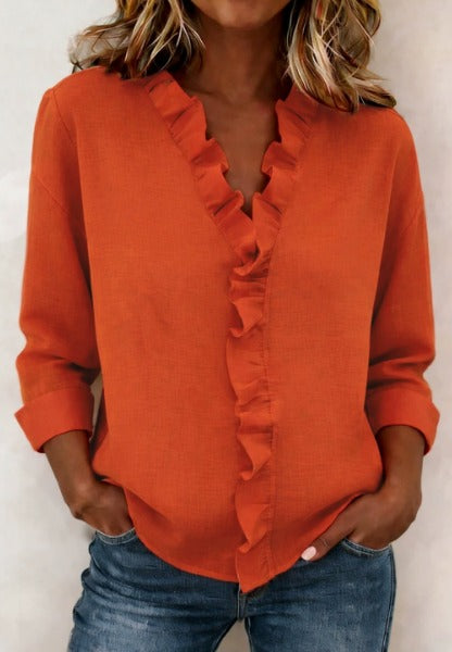 Matilde - Blusa Fruncida con Escote en V