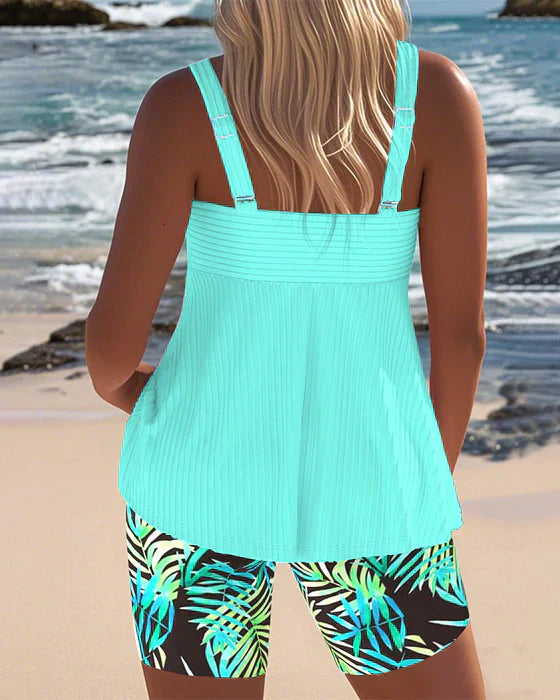Daphne™ | Pantalones Cortos Tankini a Rayas Brillantes