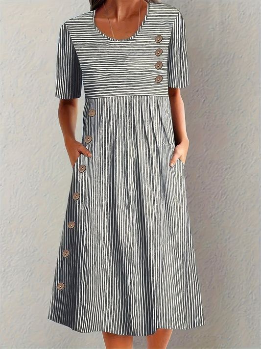 Bianca | Vestido Midi de Verano a Rayas