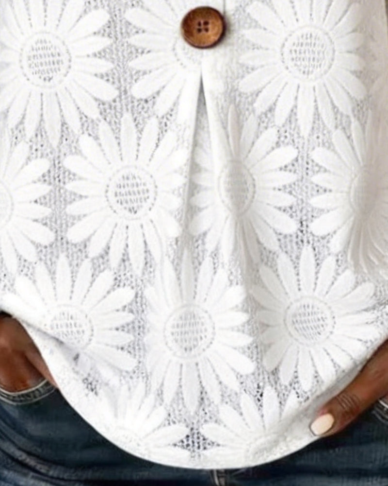 Lucia - Blusa con Estampado de Margaritas y Volantes