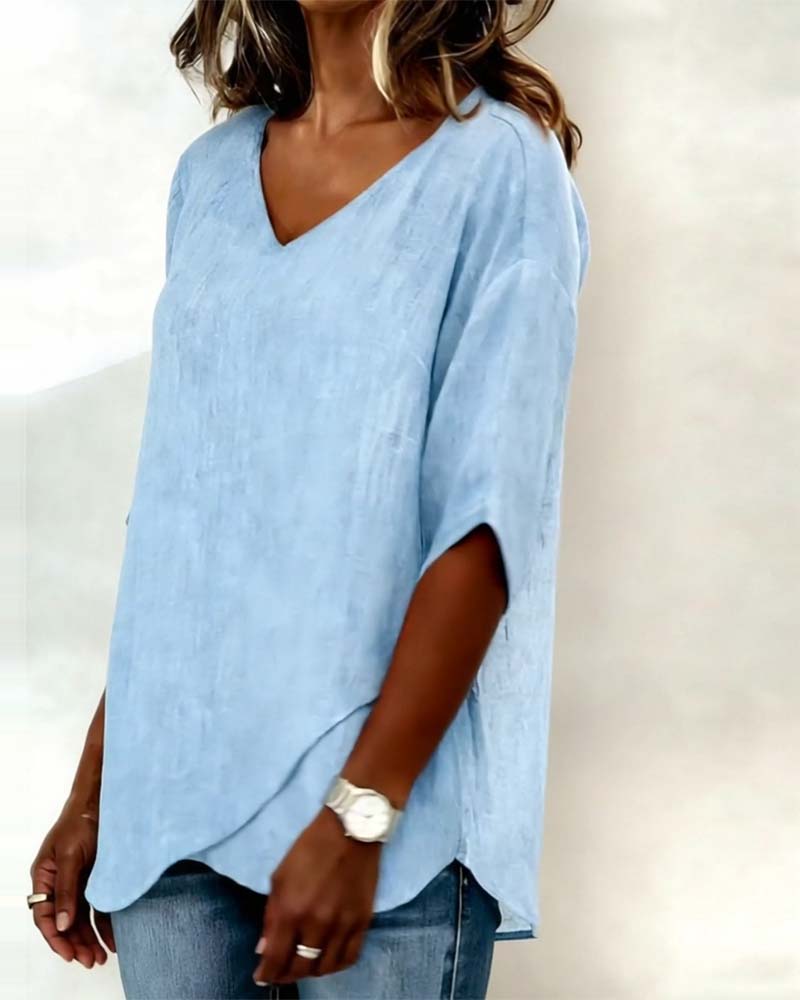 Alessandra - Blusa con Bajo Asimétrico y Escote en V
