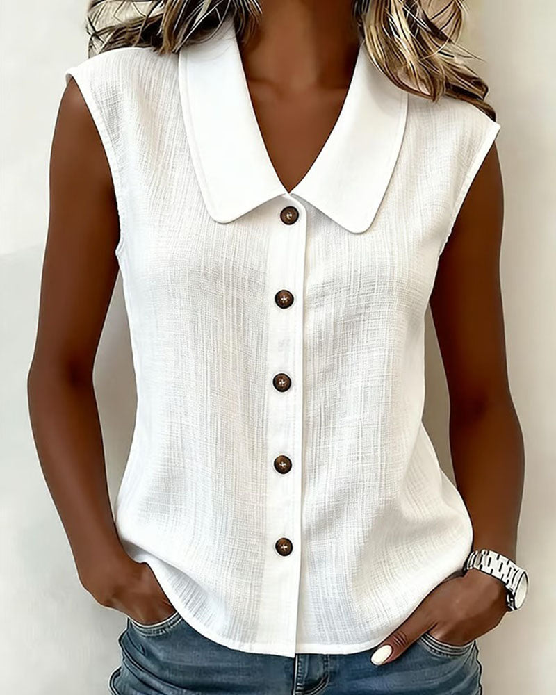 Cecilia - Blusa sin Mangas de Mezcla Lino y Algodón