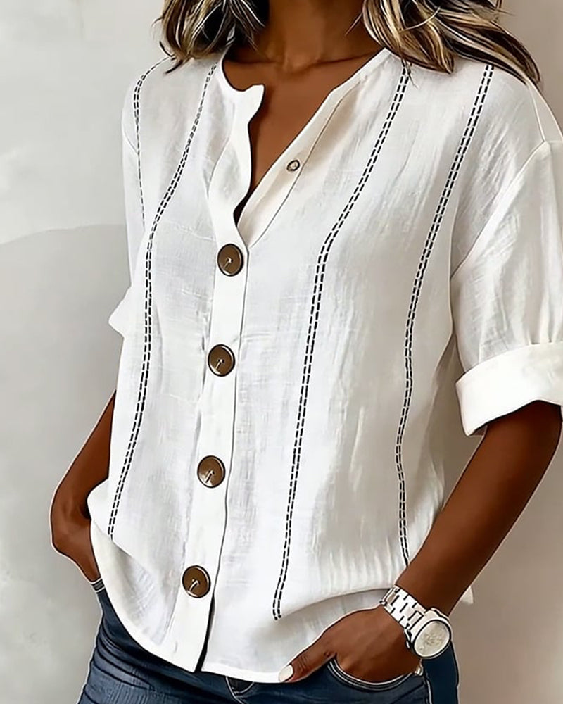 Celestina - Blusa con Mangas Cortas y Botones