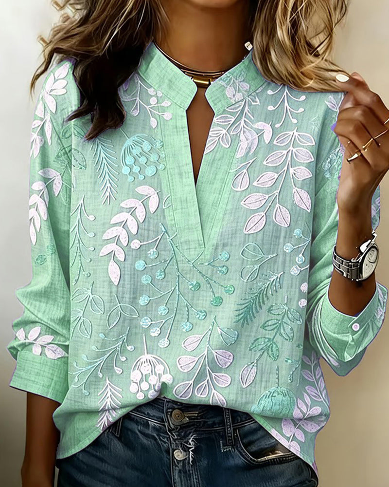 Evelina - Blusa Floral con Cuello Alto