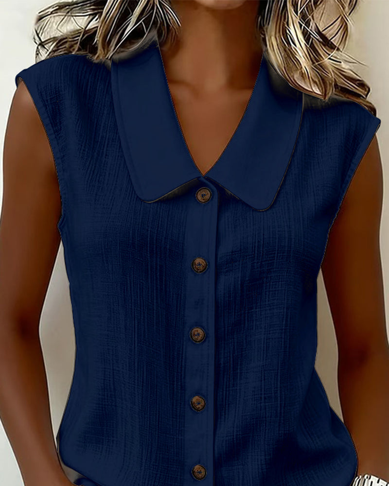 Cecilia - Blusa sin Mangas de Mezcla Lino y Algodón