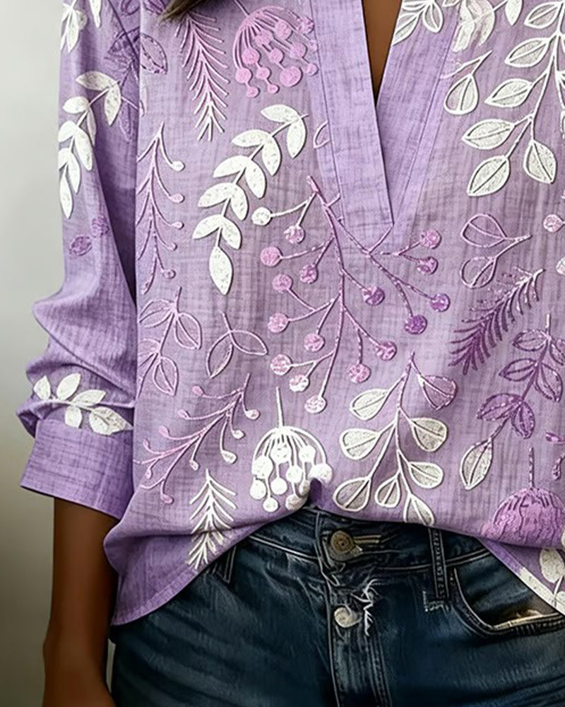 Evelina - Blusa Floral con Cuello Alto