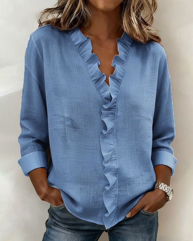 Matilde - Blusa Fruncida con Escote en V