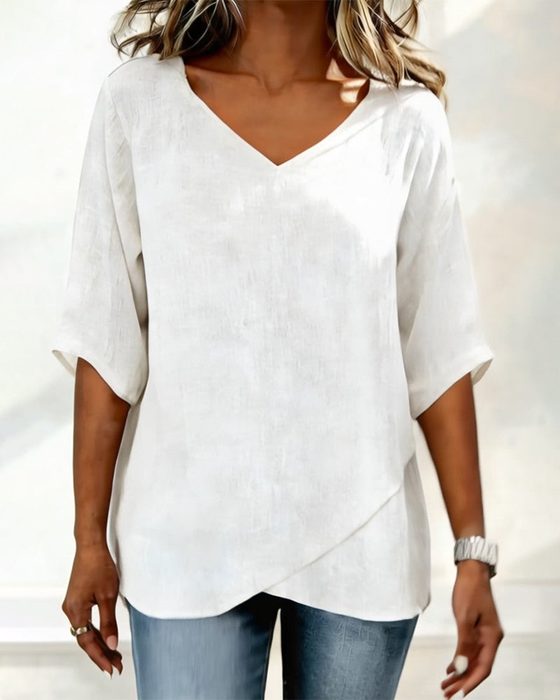 Alessandra - Blusa con Bajo Asimétrico y Escote en V