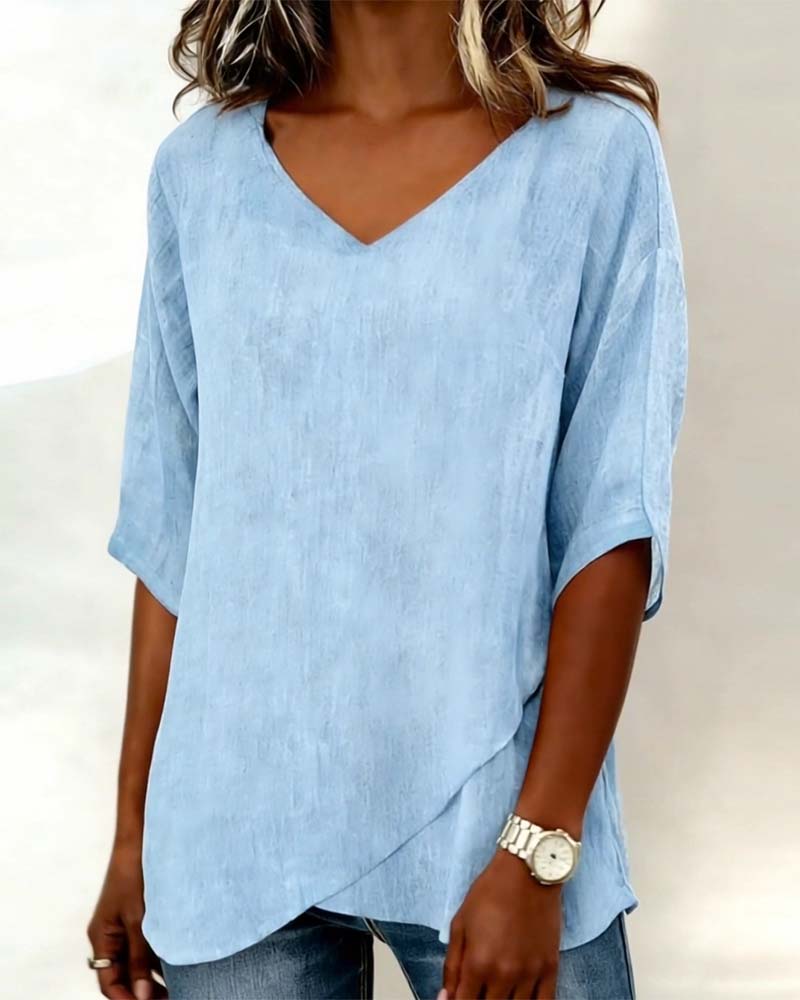 Alessandra - Blusa con Bajo Asimétrico y Escote en V