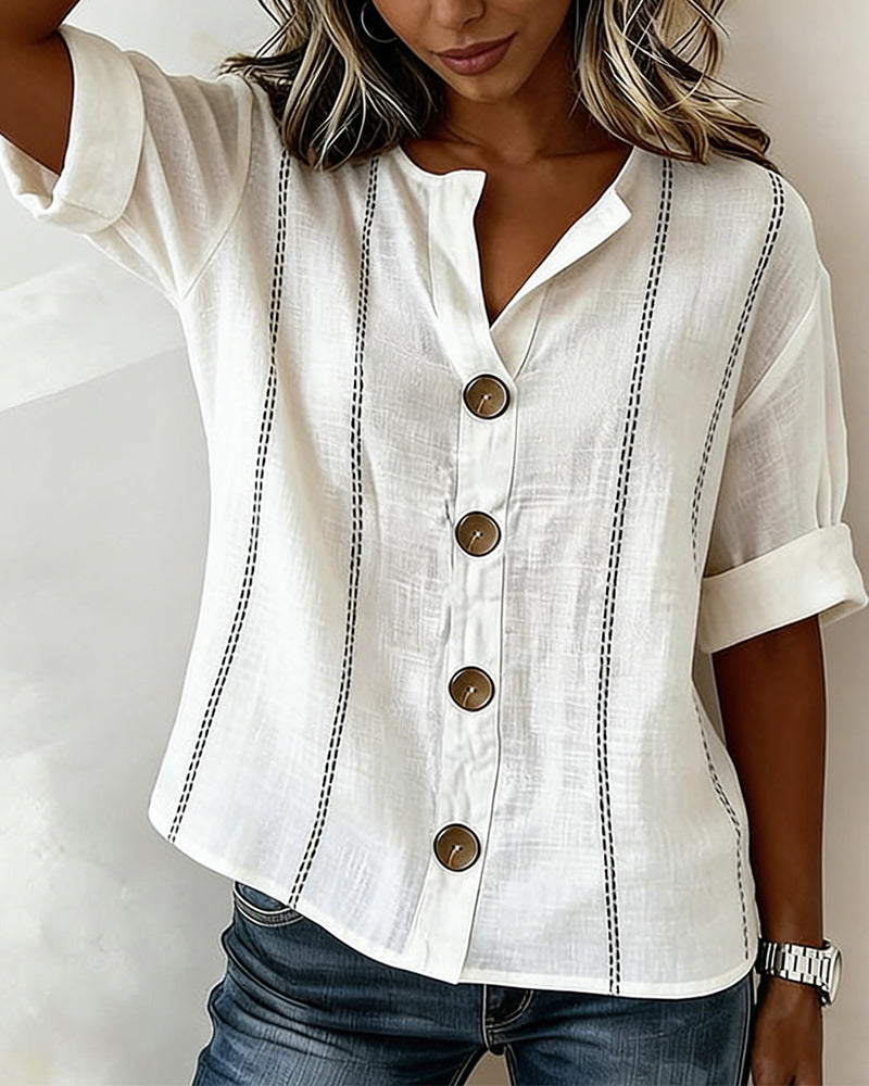 Celestina - Blusa con Mangas Cortas y Botones