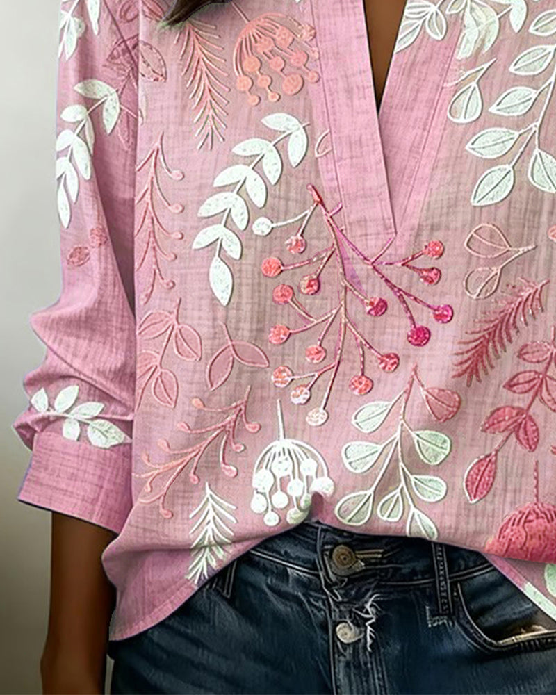 Evelina - Blusa Floral con Cuello Alto
