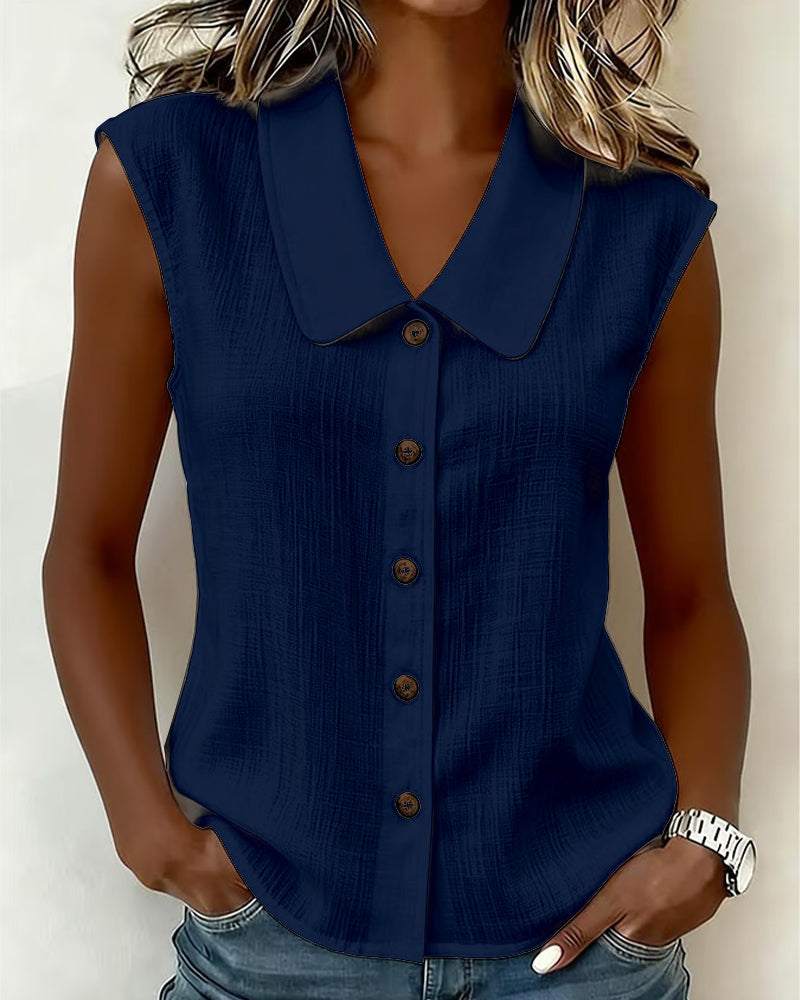 Cecilia - Blusa sin Mangas de Mezcla Lino y Algodón