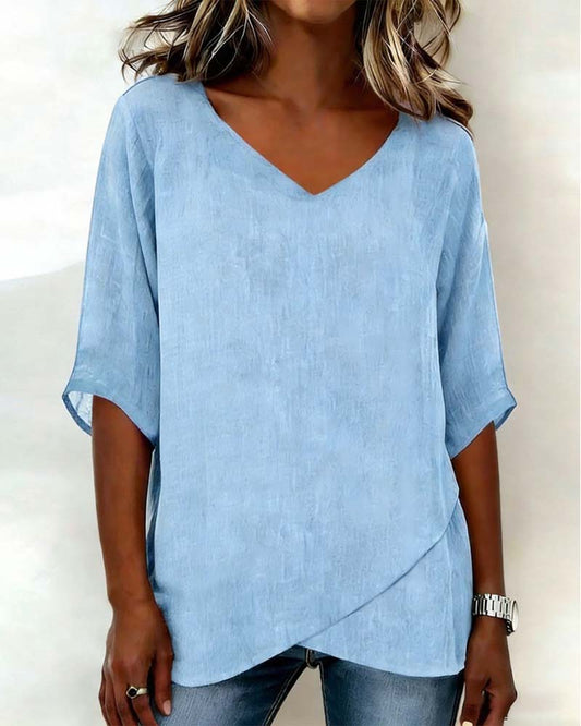 Alessandra - Blusa con Bajo Asimétrico y Escote en V