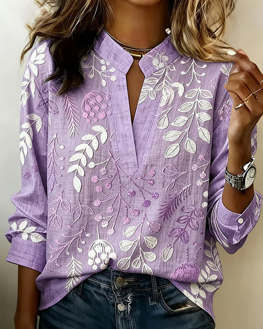 Evelina - Blusa Floral con Cuello Alto