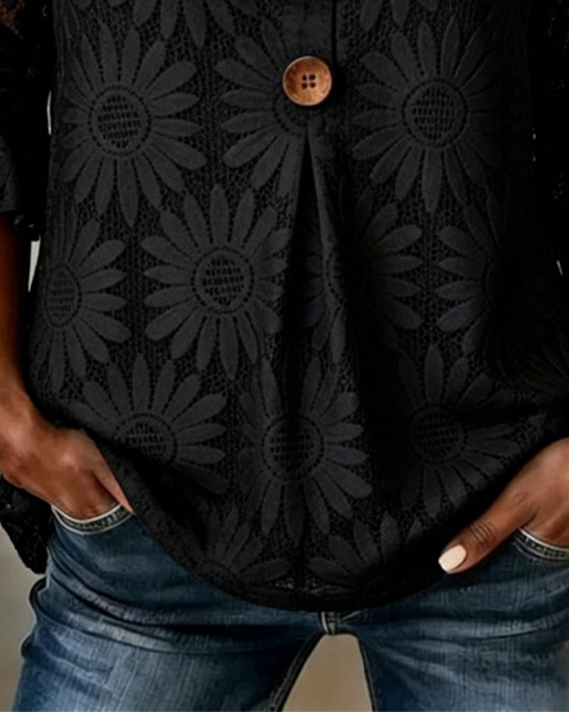 Lucia - Blusa con Estampado de Margaritas y Volantes