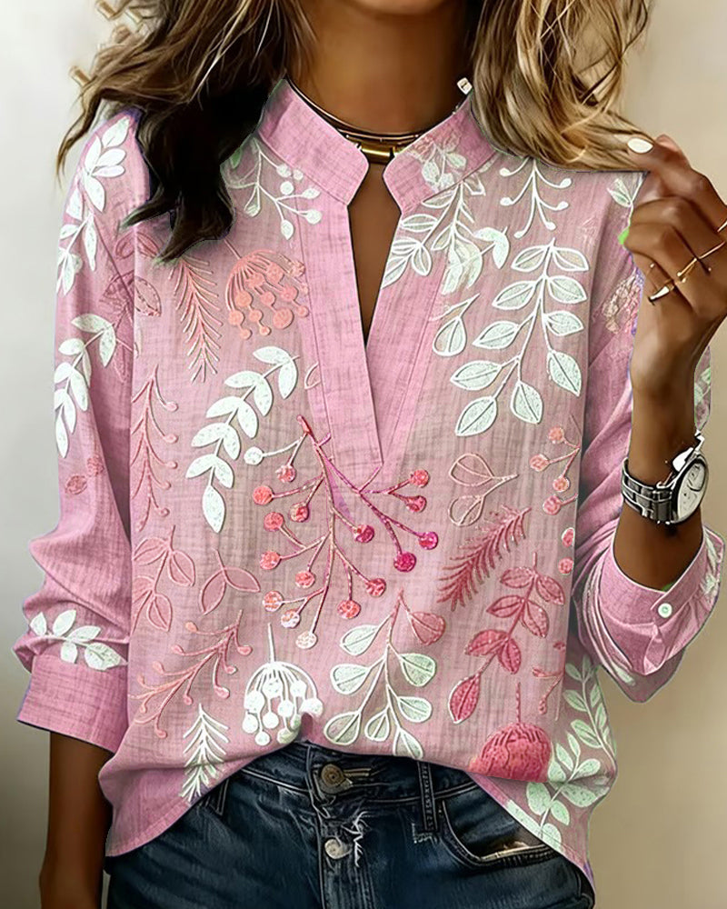 Evelina - Blusa Floral con Cuello Alto
